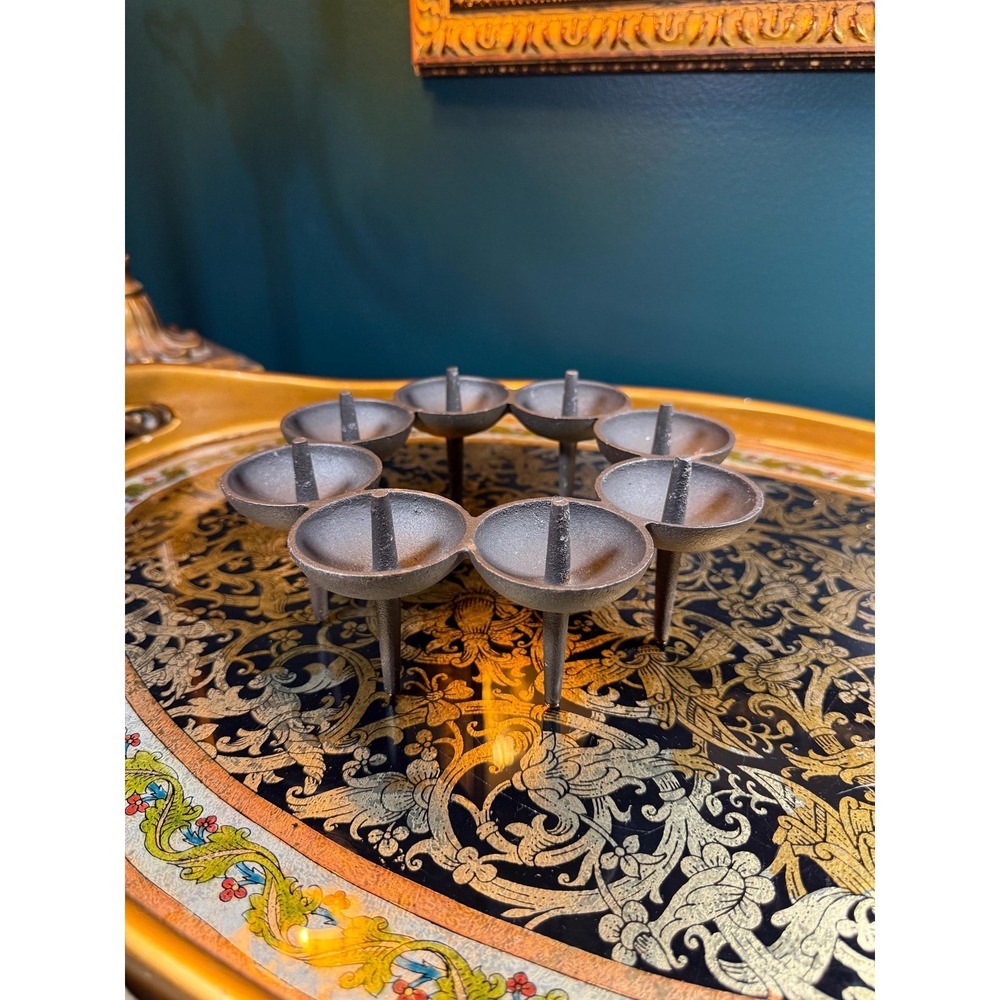 Dansk‎ Designs Denmark Cast Iron Candle Ring by Jens Quistgaard, 8-Light Holder